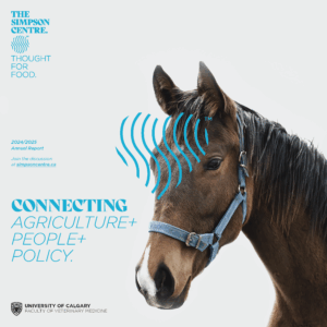 Cover of Simpson Centre 2024-2025 anuual report. Featuring logo and image of a horse